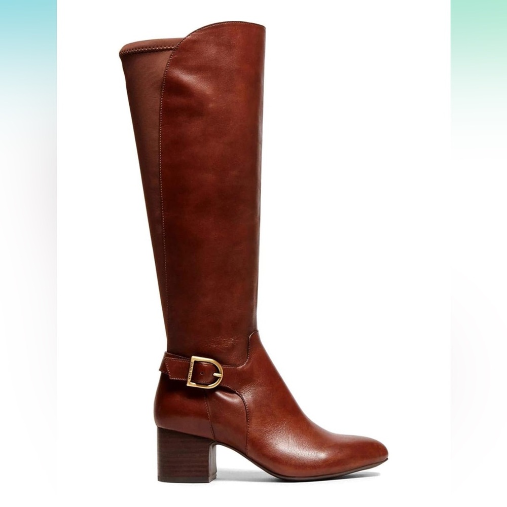Anne Klein Honesty Brown Leather Heeled Boots - Sz 7.5 - Picture 2 of 15